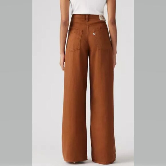Levis XL Straight Linen Pants in Sorel House Linen Brown Free People NWT - Picture 3 of 16